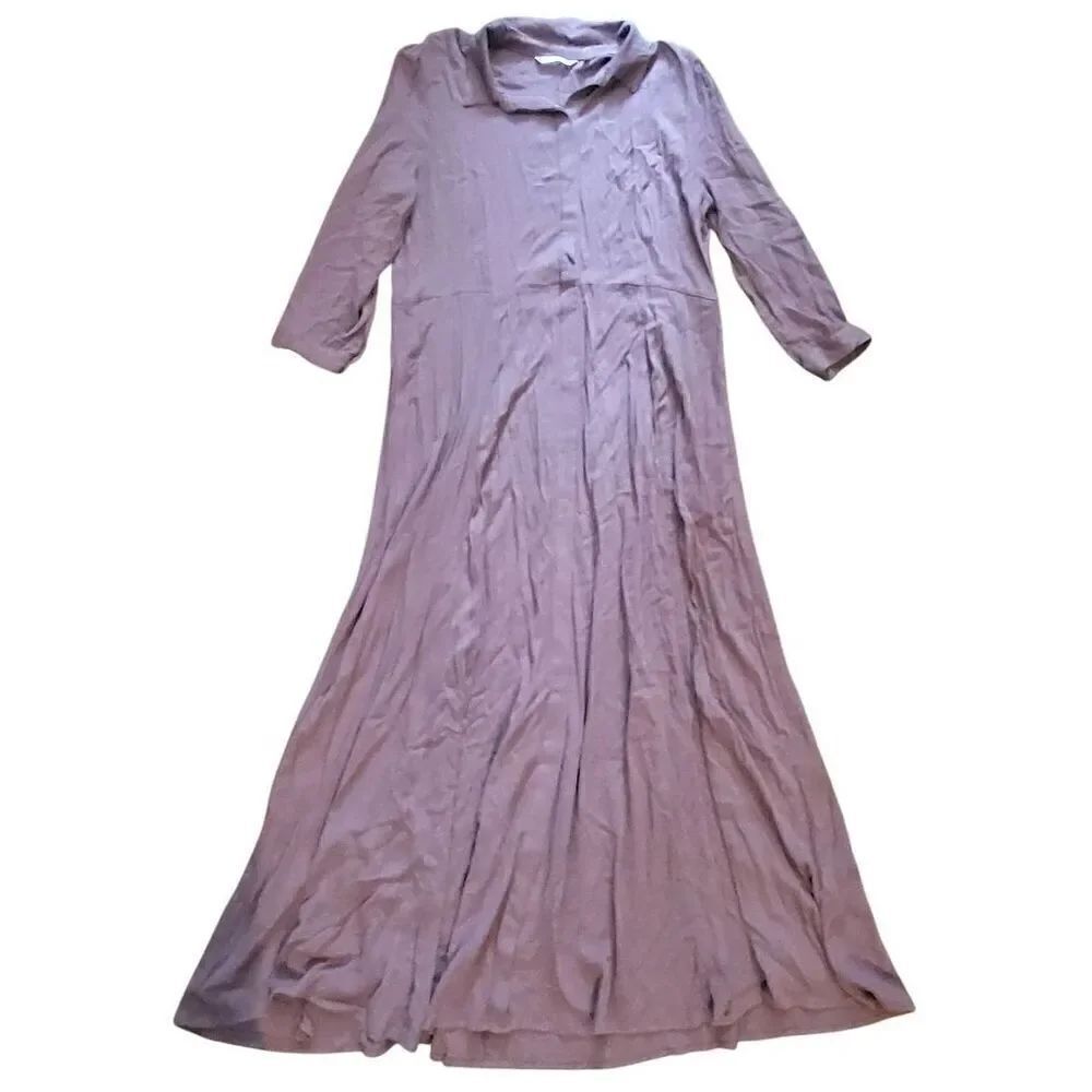 NWOT Soft Surroundings Dress Women's XL Tall Maxi Shirt Button Down Crepe